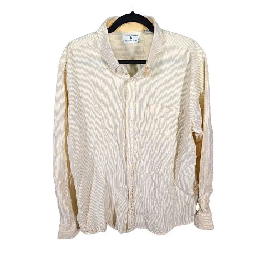 Southern Pines Button Down Shirt Men's XL Yellow Long Sleeve Cotton